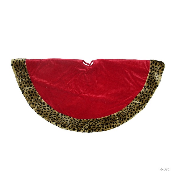 Tree Skirt: Animal Print and Red Velvet Christmas Tree Skirt. New - Picture 7 of 7
